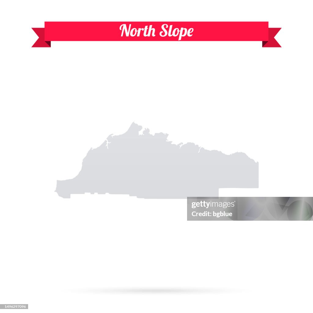 North Slope, Alaska. Map on white background with red banner