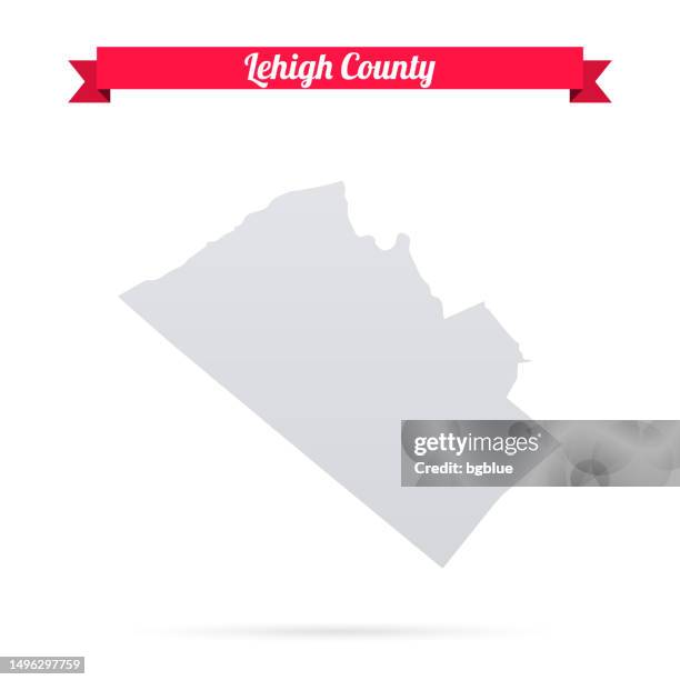 lehigh county, pennsylvania. map on white background with red banner - allentown pennsylvania stock illustrations