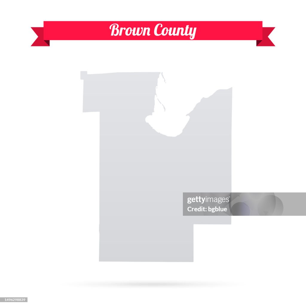 Brown County, Wisconsin. Map on white background with red banner
