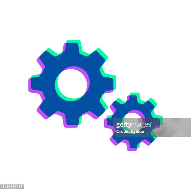 gears - settings. icon with two color overlay on white background - system configuration stock illustrations