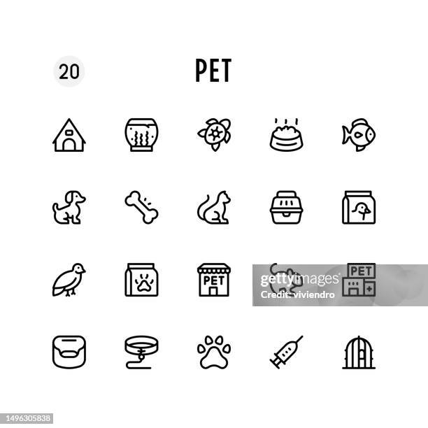 pet line icon set. editable stroke. pixel perfect. - veterinarian portrait stock illustrations