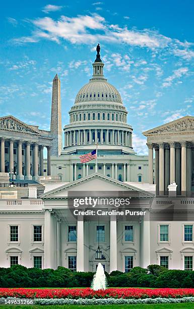 montage of washington dc landmarks - white house washington dc fotografías e imágenes de stock