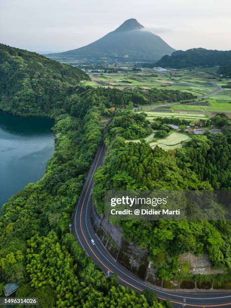 mt kaimon volcano and ikeda lake in japan - prefekturen fukui bildbanksfoton och bilder