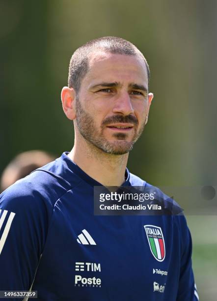Leonardo Bonucci of Italy looks on during training session at Forte Village Resort on June 06, 2023 in Santa Margherita di Pula, Italy.