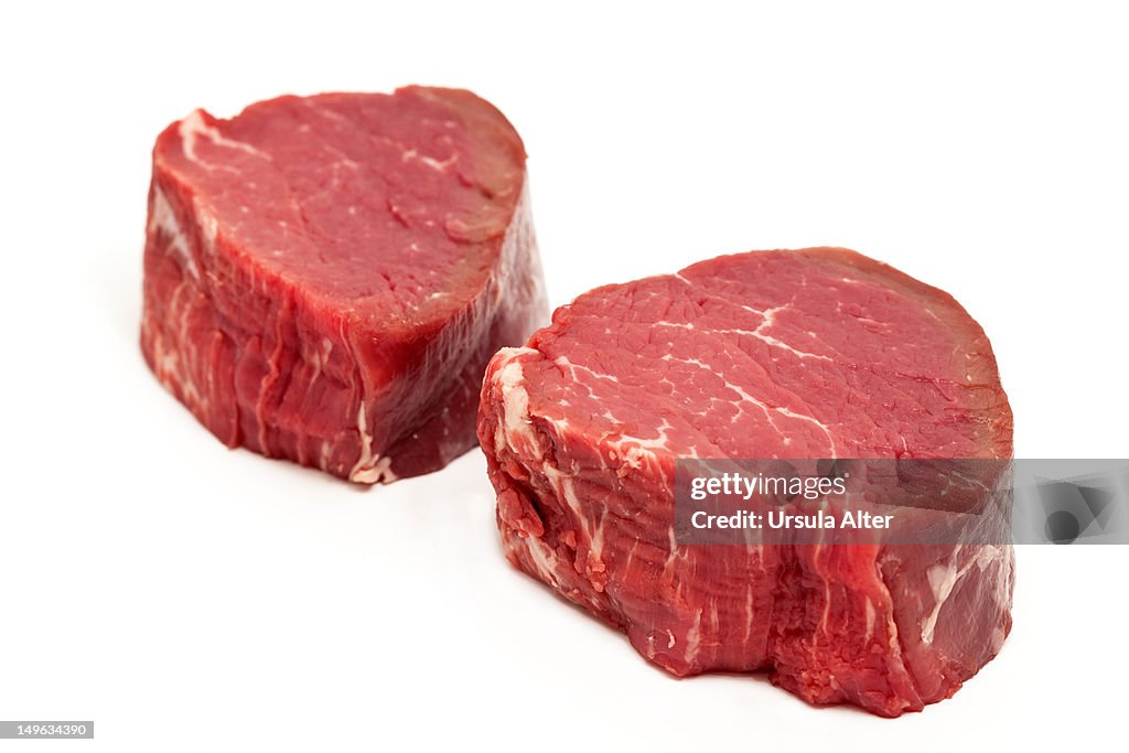 Two raw filet mignon