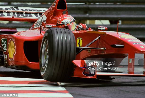 Michael Schumacher of Germany drives the Scuderia Ferrari Marlboro Ferrari F1-2000 Ferrari V10 during the Formula One Grand Prix of Monaco on 4th...