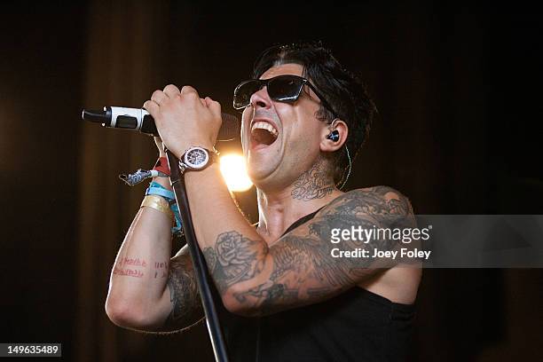Ian Watkins of Lostprophets performs live onstage during the 2012 Vans Warped Tour at the Riverbend Music Center on July 31, 2012 in Cincinnati, Ohio.