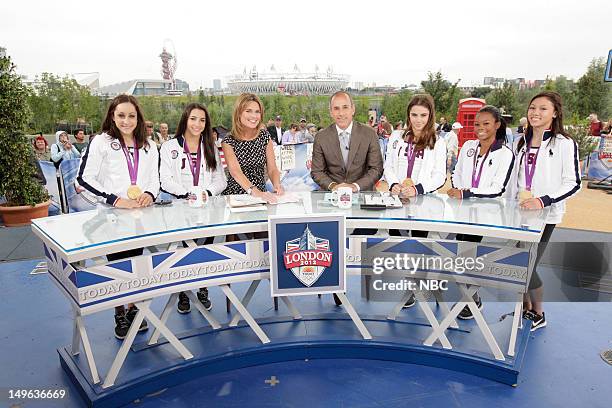 Jordyn Wieber, Aly Raisman, Savannah Guthrie, Matt Lauer, McKayla Maroney, Gabby Douglas, Kyla Ross --