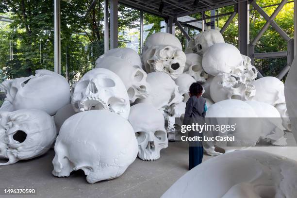 General View of the Work Mass, 2017 of Artist Ron Mueck at Fondation Cartier on June 06, 2023 in Paris, France.