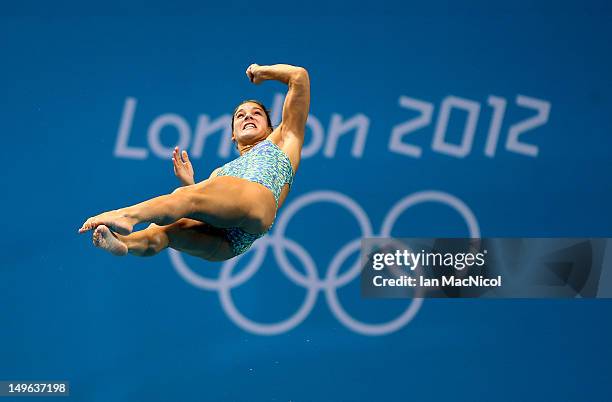 Juliana Veloso of Brazil practices at the diving pool on Day 5 of the London 2012 Olympic Games at the Aquatics Centre on August 1, 2012 in London,...