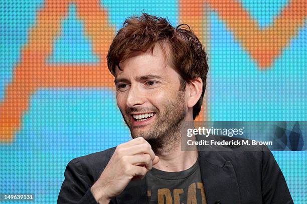 Actor David Tennant speaks at the "The Spies of Warsaw" discussion panel during the BBC America portion of the 2012 Summer Television Critics...