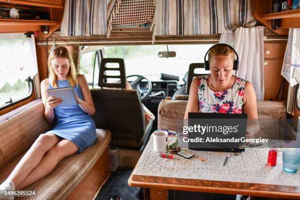 Mom Driving Rv 21 Mother And Daughter On The Cockpit Stock Photos, High-Res Pictures ...