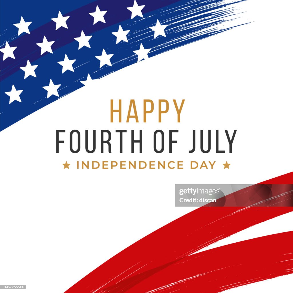 Fourth of July Card with stars and stripes. Template for Fourth of July.