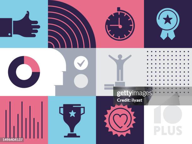 pattern infographic with icons for sports - leadership logo stock illustrations