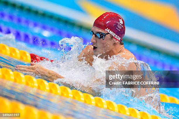 Britain's Michael Jamieson competes in the men's 200m breaststroke final swimming event at the London 2012 Olympic Games on August 1, 2012 in London....