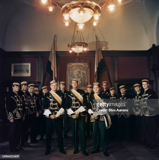 Members of the Corps Suevia, the oldest student association in Heidelberg, Germany, 1962.