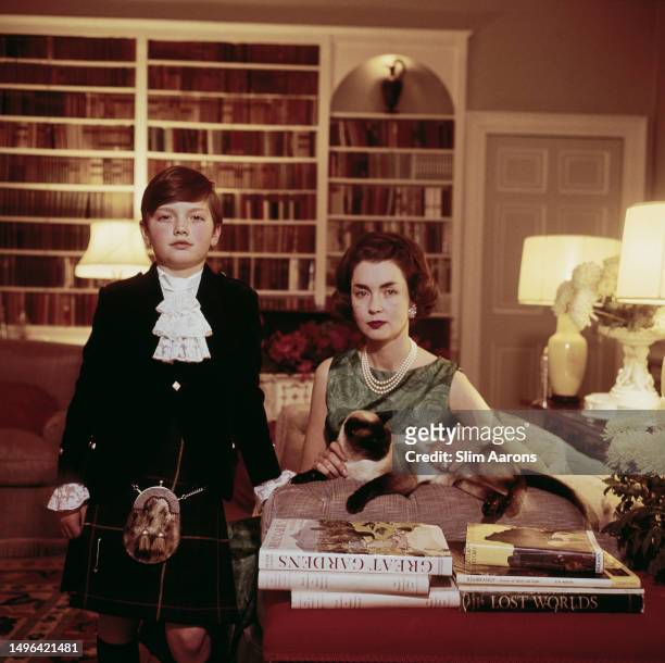 Lady Dalkeith, later Duchess of Buccleuch and Queensberry, with her son, Lord John Montagu Douglas Scott at Eildon Hall, Scotland, 1964.