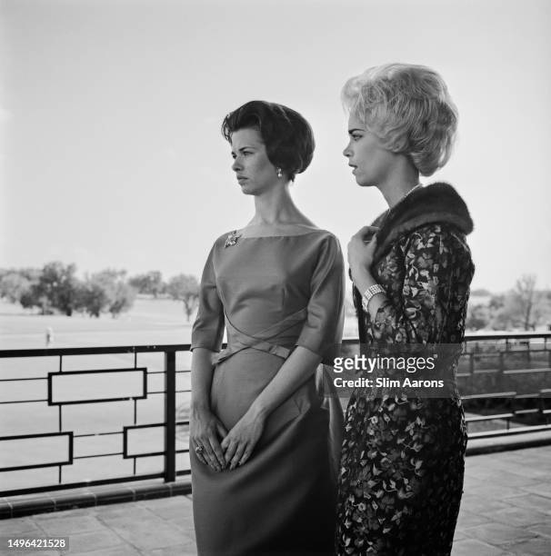 American heiress and rancher, Anne Burnett Windfohr with Ellen Meeker at Shady Oaks golf course, Fort Worth, Texas, 1959.