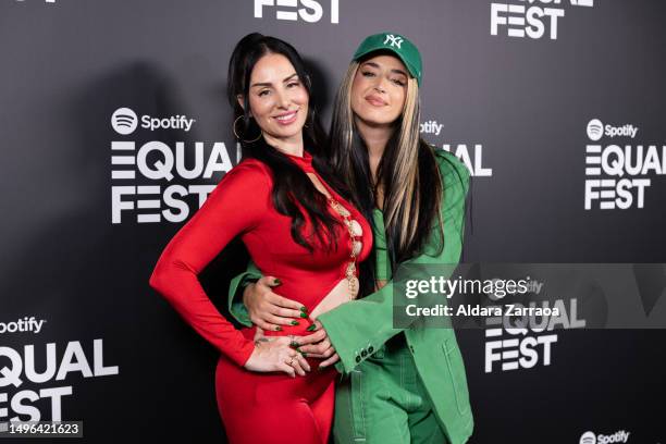 Mala Rodriguez and Lola Indigo attend the "Mujeres A Todo Volumen" photocall at WiZink Center on June 06, 2023 in Madrid, Spain.