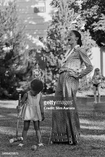 Elizabeth Campbell Parks and Leslie, her daughter with the photographer and filmmaker Gordon Parks, in Westchester County, New York, 1971.
