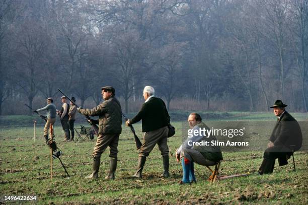 Shooting party at the Von Pantz estate, Austria, 1982.