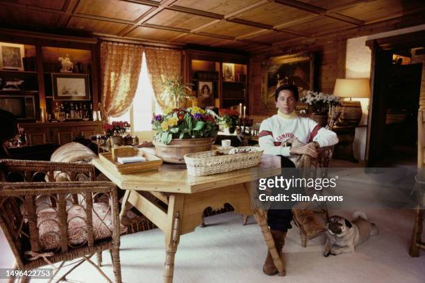 The Italian fashion designer Valentino in St. Moritz, Switzerland, 1989.