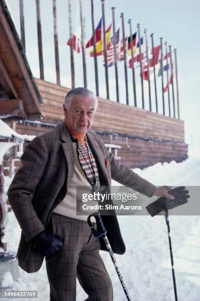 Prince Constantin von Liechtenstein at the Corviglia Ski Club, Corviglia, Switzerland, 1987.