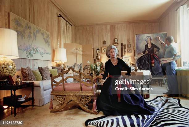 Diana 'Dysie' Davie, wife of T Bedford Davie, poses for the painter John Orr in her home in Worth Avenue, Palm Beach, 1970.