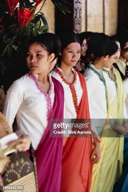 Members of the Philippine Baranggay Folk Dance Troupe in Manila, Philippines, 1972.