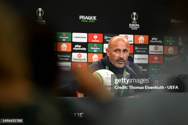 Vincenzo Italiano, Head Coach of ACF Fiorentina, talks to the media during a Press Conference prior to the UEFA Europa Conference League 2022/23...