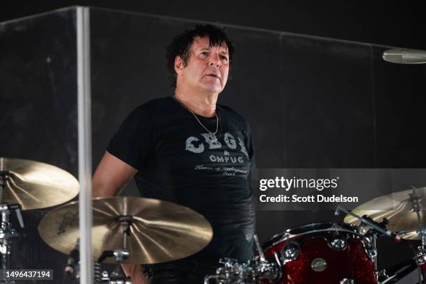 Drummer Clem Burke of Blondie performs onstage at 2023 Coachella Valley Music and Arts Festival on April 21, 2023 in Indio, California.
