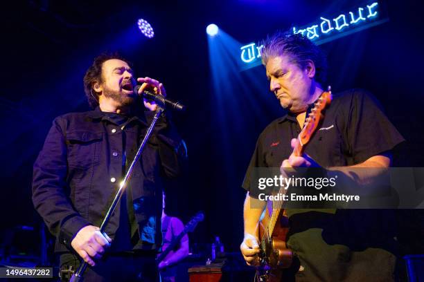 Adam Duritz and David Immergluck of Counting Crows perform onstage at 'SiriusXM presents Counting Crows live from the Troubadour' at Troubadour on...