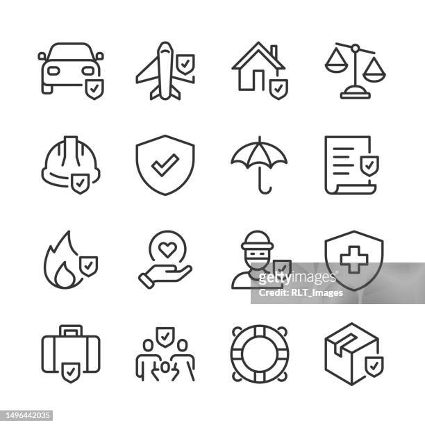 versicherungs-ikonen — monoline-serie - lost luggage stock-grafiken, -clipart, -cartoons und -symbole