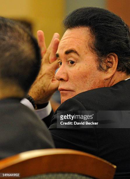 Entertainer Wayne Newton appears at a court hearing at the Clark County Regional Justice Center on August 1, 2012 in Las Vegas, Nevada. Newton and...