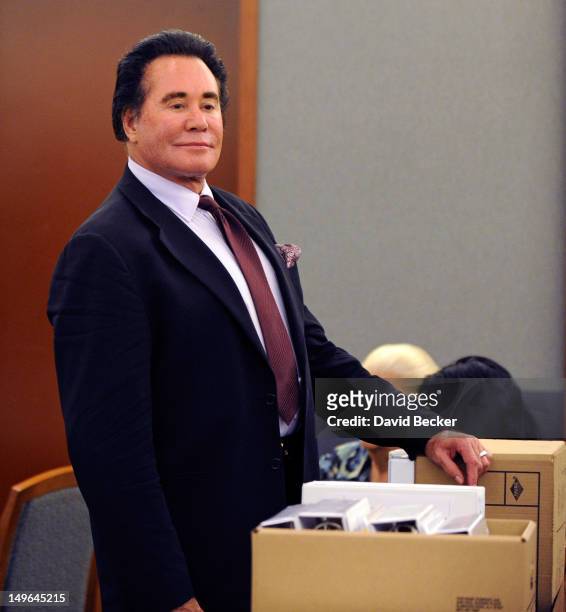 Entertainer Wayne Newton appears during a court recess during a court hearing at the Clark County Regional Justice Center on August 1, 2012 in Las...