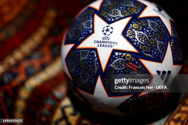 View of the official match ball at the Grand Bazaar ahead of the UEFA Champions League 2022/23 final on June 06, 2023 in Istanbul, Turkey.