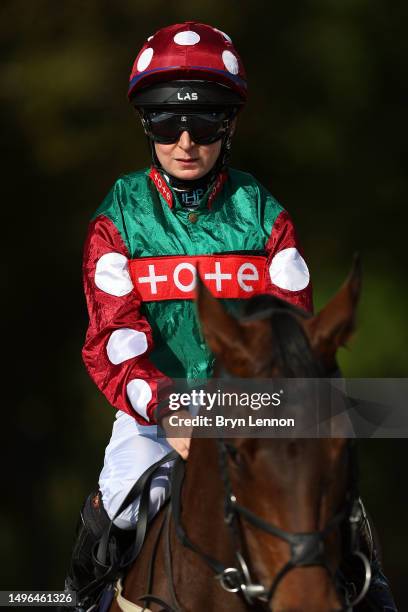 Millie Wannacott riding Arlecchino's Star makes her way to the start of the Download Fitzdares for Free Race Streaming Handicap at Lingfield Park on...