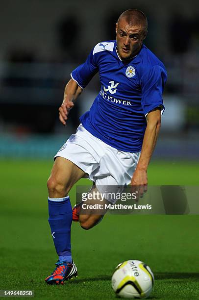 Jamie Vardy of Leicester City in action during the Pre-Season Friendly match between Burton Albion and Leicester City at the Pirelli Stadium on...