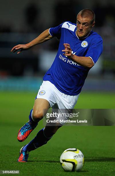 Jamie Vardy of Leicester City in action during the Pre-Season Friendly match between Burton Albion and Leicester City at the Pirelli Stadium on...