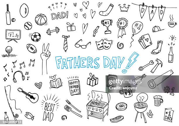 fathers day doodle drawings - fathers day tools stock illustrations