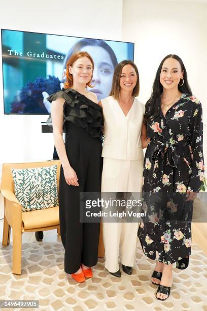 Mina Sundwall, Hannah Peterson and Meena Harris attend a Vital Voices private screening of the Meena Harris executive produced film, “The Graduates”...