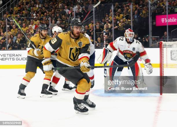 Reilly Smith of the Vegas Golden Knights skates against the Florida Panthers in Game Two of the 2023 NHL Stanley Cup Final at T-Mobile Arena on June...