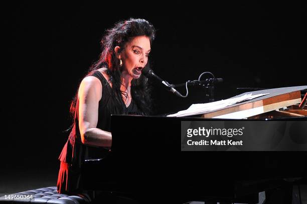 Diamanda Galas performs on stage for the opening night of Antony's Meltdown at the Royal Festival Hall on August 1, 2012 in London, United Kingdom.