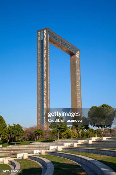 the dubai frame - dubai frame stock pictures, royalty-free photos & images