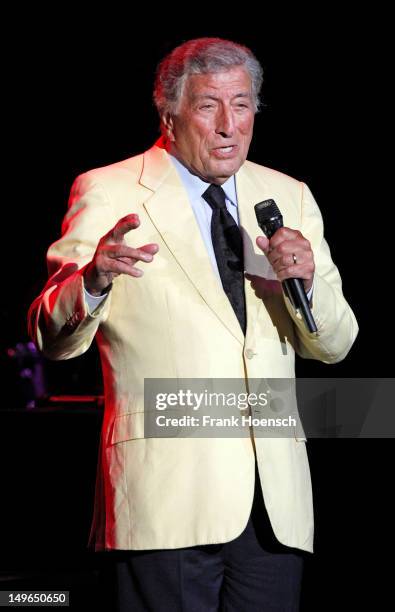 American singer Tony Bennett performs live during a concert at the Admiralspalast on August 1, 2012 in Berlin, Germany.