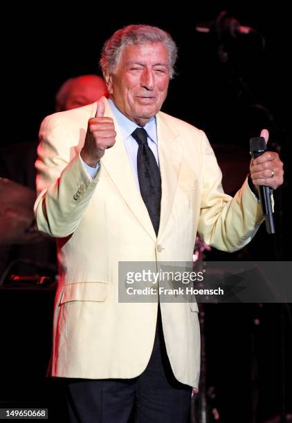 American singer Tony Bennett performs live during a concert at the Admiralspalast on August 1, 2012 in Berlin, Germany.