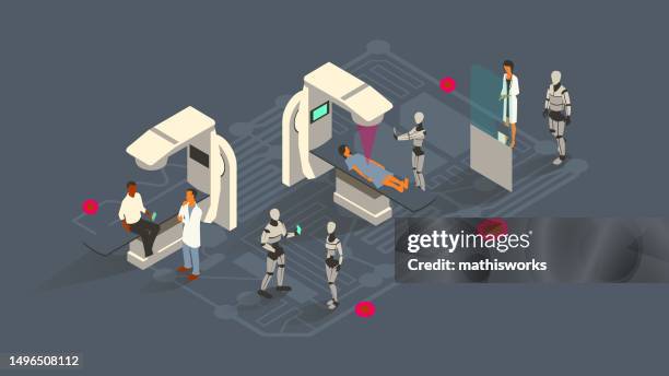 radiotherapy ai illustration - radiotherapy stock illustrations