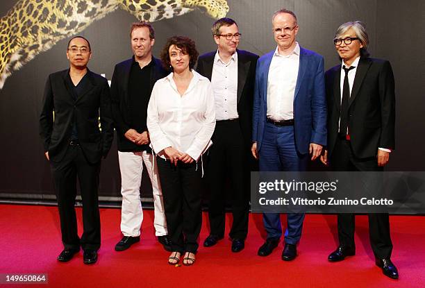 Apichatpong Weerasethakul, Roger Avary, Noemie Lvovsky, Olivier Pere, Hans Ulrich Obrist and Im Sang Soo attend the 65th Locarno Film Festival...
