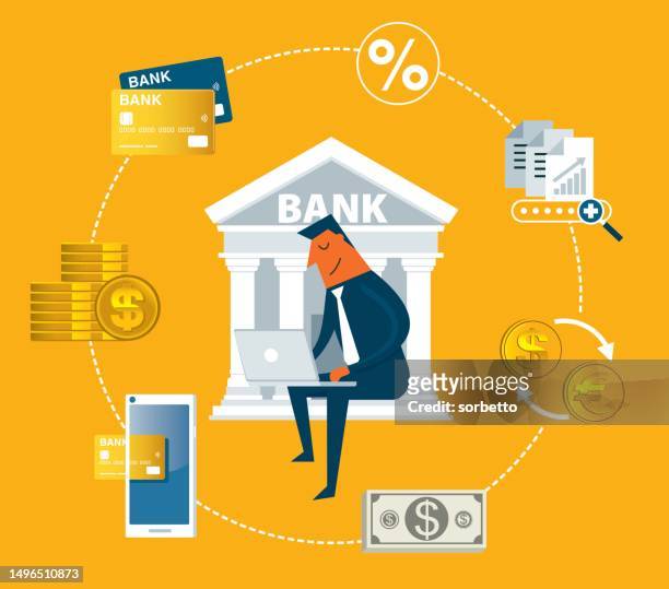 online banking - businessman - onlinebanking stock illustrations