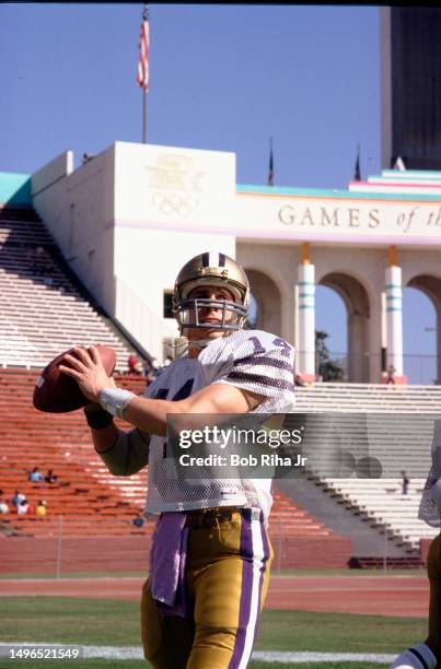 University of Washington Quarterback Paul Sicuro game action between University of Southern California and University of Washington at Los Angeles...